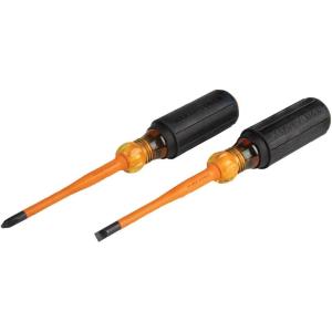 imageKlein Tools 6916INS 1000V Slim Tip Insulated Screwdriver Made in USA Screwdriver with 6Inch Round Shank 316Inch Cabinet Tip Cushion Grip Handle2Piece Set