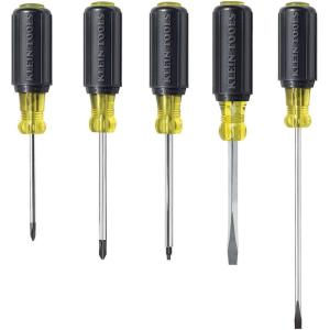 imageKlein Tools 80031 Screwdriver Set Made in USA 5Piece Kit Includes 2 Slotted 2 Phillips and 1 Square Tip Screwdriver Cushion Grip Comfort