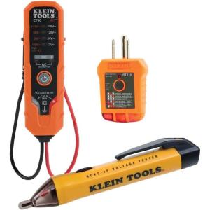 imageKlein Tools 80077 Voltage Test Kit Electronic ACDC Tester GFCI Outlet Tester and NonContact Test Pen 3Piece