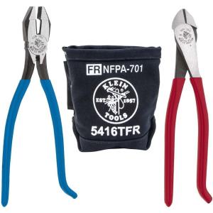 imageKlein Tools 80081 Pliers Kit Made in USA Set with Ironworkers Diagonal Cutting Pliers Heavy Duty Side Cutters and Flame Resistant Canvas Tool Bag 3PieceSide Cutters