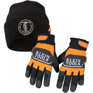 imageKlein Tools 80157 2Piece Work Gloves and Winter Hat Set Features Large Thinsulate Thermal Gloves and Heavy Knit Hat with Vintage Logo