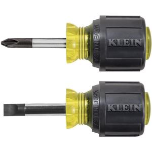 imageKlein Tools 85071 Stubby Slotted and Phillips Screwdriver Set Made in USA with 516Inch CabinetTips and 2 PhillipsTip 2Piece1Pack