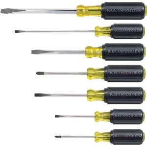 imageKlein Tools 85076 Screwdriver Set Made in USA Slotted and Phillips Screwdrivers with NonSlip CushionGrip Handles and TipIdent 7Piece7Piece Set