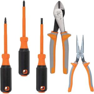 imageKlein Tools 9419R 1000V Insulated Tool Set Made in USA with DiagonalCutter LongNose Pliers and 3 Screwdrivers 5Piece