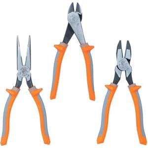 imageKlein Tools 9420R 1000V Insulated Plier Tool Set Made in USA with LongNose SideCutting and Diagonal Cutting Pliers 3Piece