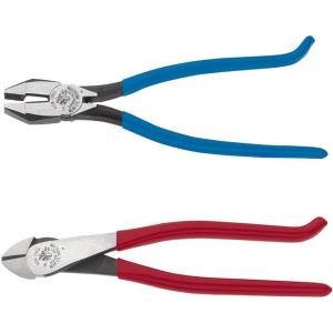 imageKlein Tools 94508 Pliers Set Made in USA Ironworkers Diagonal Cutting Pliers and Heavy Duty Side Cutters Tie Wire Cutter for Rebar Work 2Piece Kit