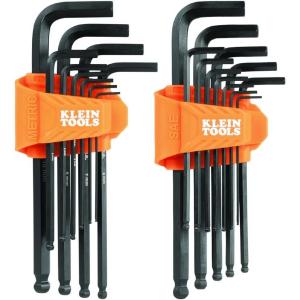 imageKlein Tools BLS22H Long BallEnd THandle Hex Key Wrench Set 22Key SAE and Metric 116Inch to 38Inch 15 to 10 mm22Piece SAE  Metric
