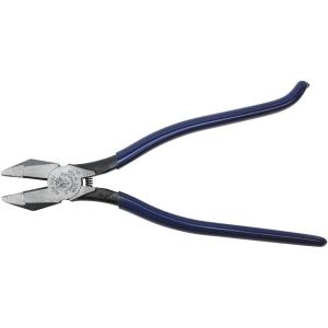 imageKlein Tools D2017CST Ironworker Pliers Spring Loaded Side Cutters Twists and Cuts Annealed Rebar Tie Wire Heavyduty Knurled Jaws 9Inch LongIronworkerPlasitc Dipped Handle
