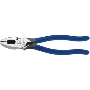 imageKlein Tools D2139NECR Linemans Crimping Pliers Made in USA Streamlined HighLeverage Design Made of Induction Hardened Steel 9InchWith Fish Tape Pulling