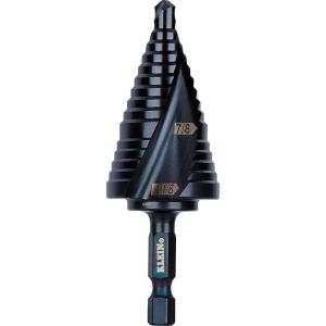 imageKlein Tools QRSTSPRO Premium 3Piece Electricians Step Bit Set with Cutting Oil Modular Case Impact Rated Quick Release Double Spiral FlutesQuick Release