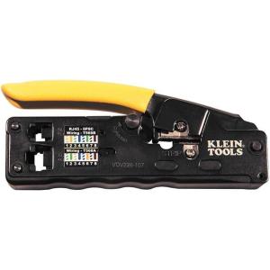imageKlein Tools VDV226107 Compact Ratcheting Modular Data Cable Crimper  Wire Stripper  Wire Cutter CAT6 CAT5 CAT3 FlatSatin Voice Cable