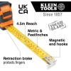 imageKlein Tools 9375 Tape Measure HeavyDuty Measuring Tape with 75 m Metric DoubleHook DoubleSided Nylon Reinforced Blade Metal Belt Clip
