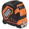 imageKlein Tools 9375 Tape Measure HeavyDuty Measuring Tape with 75 m Metric DoubleHook DoubleSided Nylon Reinforced Blade Metal Belt Clip