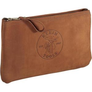 imageKlein Tools 5139L Zipper Bag TopGrain Leather Tool Pouch with Strong Zipper Close 1212Inch Brown
