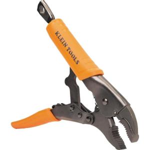 imageKlein Tools 38660 Locking Pliers Set 7Inch and 10Inch Curved Jaw Pliers Quick Release Handles High Torque and Gripping Power 2Piece10In Curved Jaw