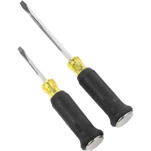 imageKlein Tools 85442DD Screwdriver Set Demolition Driver 14Inch and 516Inch Keystone Tips with Plated Metal Strike Cap 2Piece