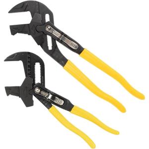 imageKlein Tools D53010 Plier Wrench High Leverage MultiUse Pump Plier with Adjustable and Reversible DoubleSided Jaw Smooth and Knurled Teeth 10Inch2Piece Kit