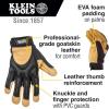 imageKlein Tools 60188 Work Gloves Professional Grade Leather Gloves with Knuckle and Finger Protection Thumb Reinforcement Mesh Back LargeExtraLarge