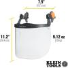 imageKlein Tools 60528 FullBrim Hard Hat Face Shield Clear ImpactRated AntiFog LowProfile Design FlipUp Earmuff Compatible One Size