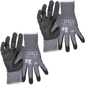 imageKlein Tools 60588 Work Gloves Knit Dipped Cut Resistant ANSI A4 Nitrile Coated Gloves HPPE Fabric Touchscreen Capable Medium 2PairSmall