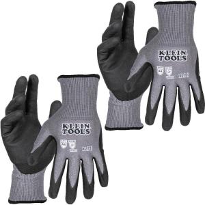 imageKlein Tools 60588 Work Gloves Knit Dipped Cut Resistant ANSI A4 Nitrile Coated Gloves HPPE Fabric Touchscreen Capable Medium 2PairXLarge