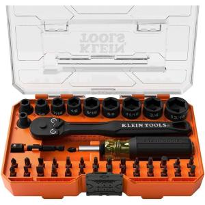 imageKlein Tools 33806 ProFlex 43Piece Impact Socket Set and Impact Driver Bit Set with Modular Case 29 Bits and 10 SAE Socket Sizes S2 Steel Magnetic Adjustable Screwdriver