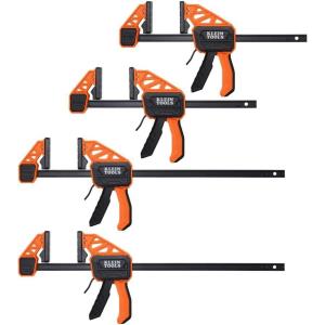 imageKlein Tools 47552 SpeedKlamp 6Inch and 12Inch ClampSpreader 4Pack 150Pound Clamping Force OneHandedOperation for Woodworking and Metal Projects