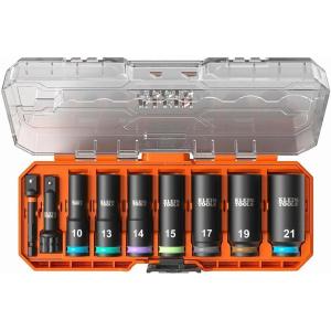 imageKlein Tools 65109IMPCTM KNECT DeepWell 38Inch Drive Impact Socket Set Metric 9Piece Tool Set with Impact Driver Adapter MultiPurpose Wrench Adapter ColorCoded MODbox Socket Organizer