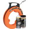 imageKlein Tools 80058 Fish Tape Wire Pulling Kit with 50Foot Steel Fish Tape 500Foot Pull Line and Wire Pulling Lubricant 3PieceWie Pulling Kit