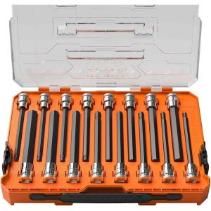 imageKlein Tools 652216HEXL Long Hex Bit Socket Set 16Piece SAE and Metric Socket Set Long Hex Bits MODbox Case