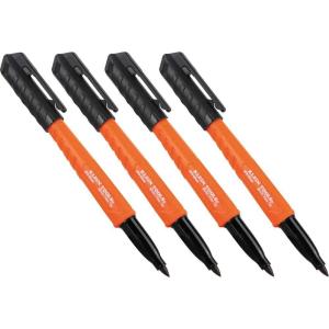 imageKlein Tools 861014 Skribes Fine Tip Permanent Markers Black Hard Hat Clip MultiSurface Jobsite Marker for Wet Dry and Oily Surfaces 4PackBlack