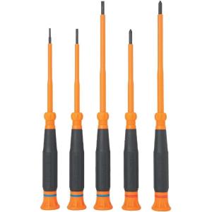 imageKlein Tools 85615INS Mini Precision Screwdriver Set 1000V Rated Insulated Screwdrivers with 2 Phillips and 3 Slotted Tips 5Piece5Piece Kit