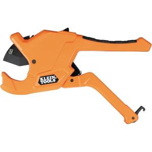 imageKlein Tools 50044 Ratcheting PVC Pipe Cutter Tool 114 Inch ID Cutting Capacity for PVC CPVC and PEX Pipes OneHanded Blade Retraction